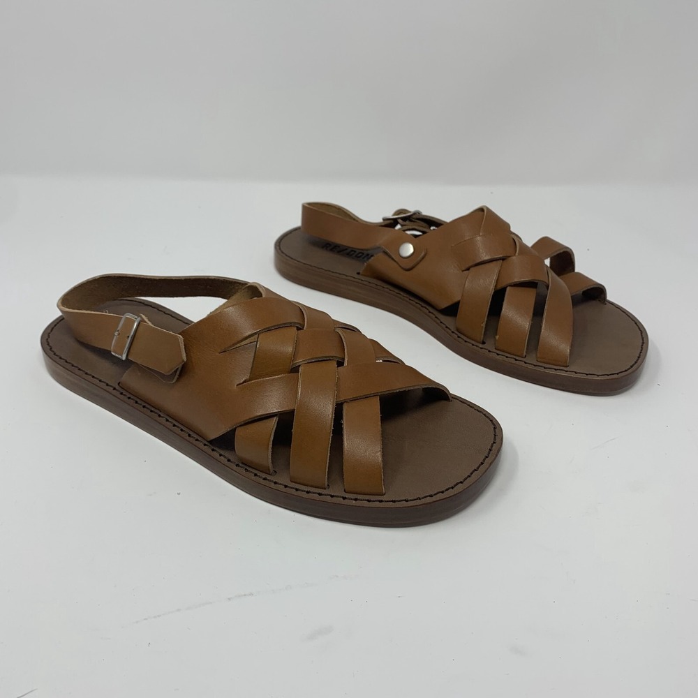Re/Done 90S Fisherman 293-17W9FSHS Slingback Sandal Women 39 Brown Leather S0472